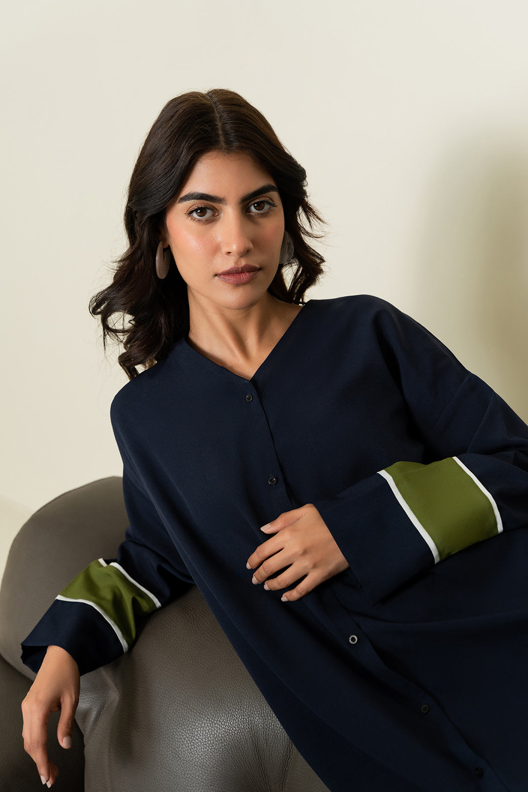 Navy Button Down Dress