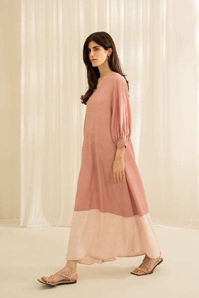 Pink Color Block Dress