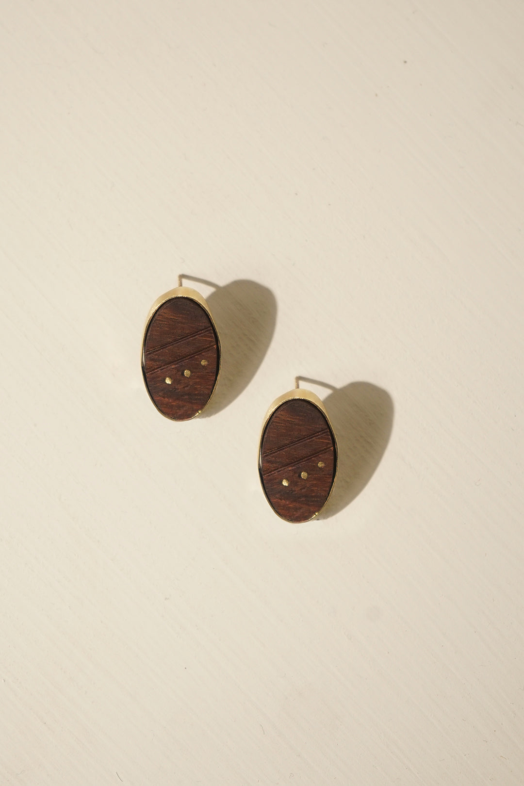 Wooden Oval Bezel Earrings