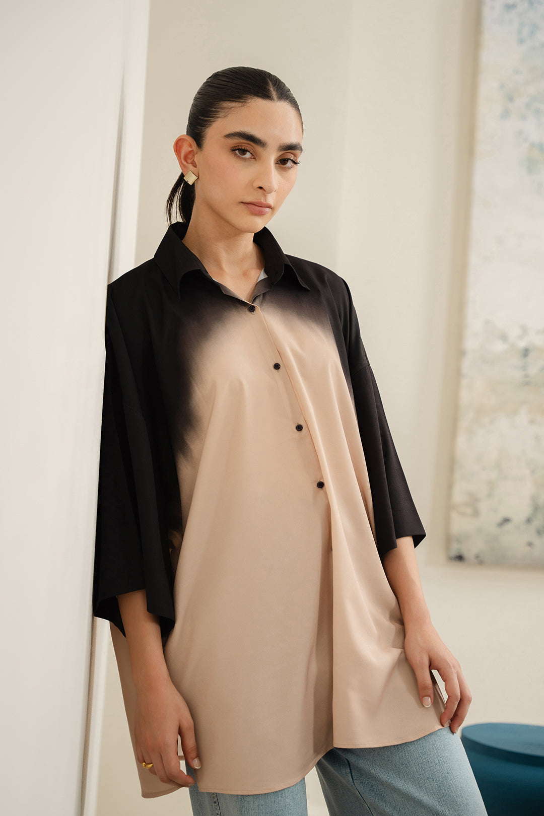 Black Gradient Button Down