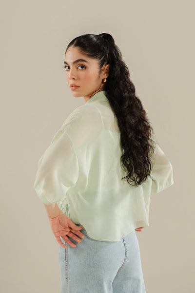 Sheer Patch Pocket Button Down