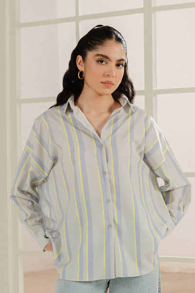 Striped Button Down-grey