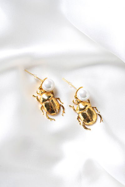 Opalescent Beetle Earrings