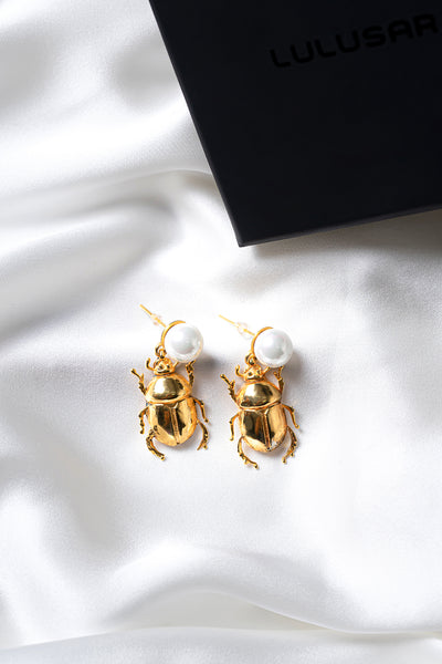 Opalescent Beetle Earrings