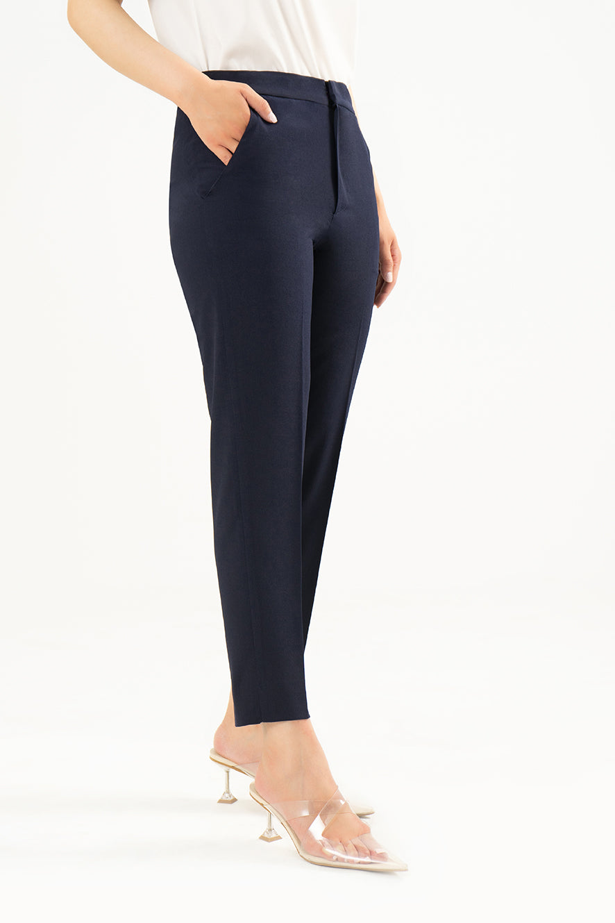 Tapered Flexi Waist Pants - Navy