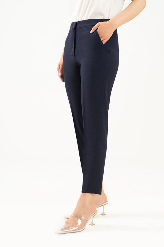 Tapered Flexi Waist Pants - Navy