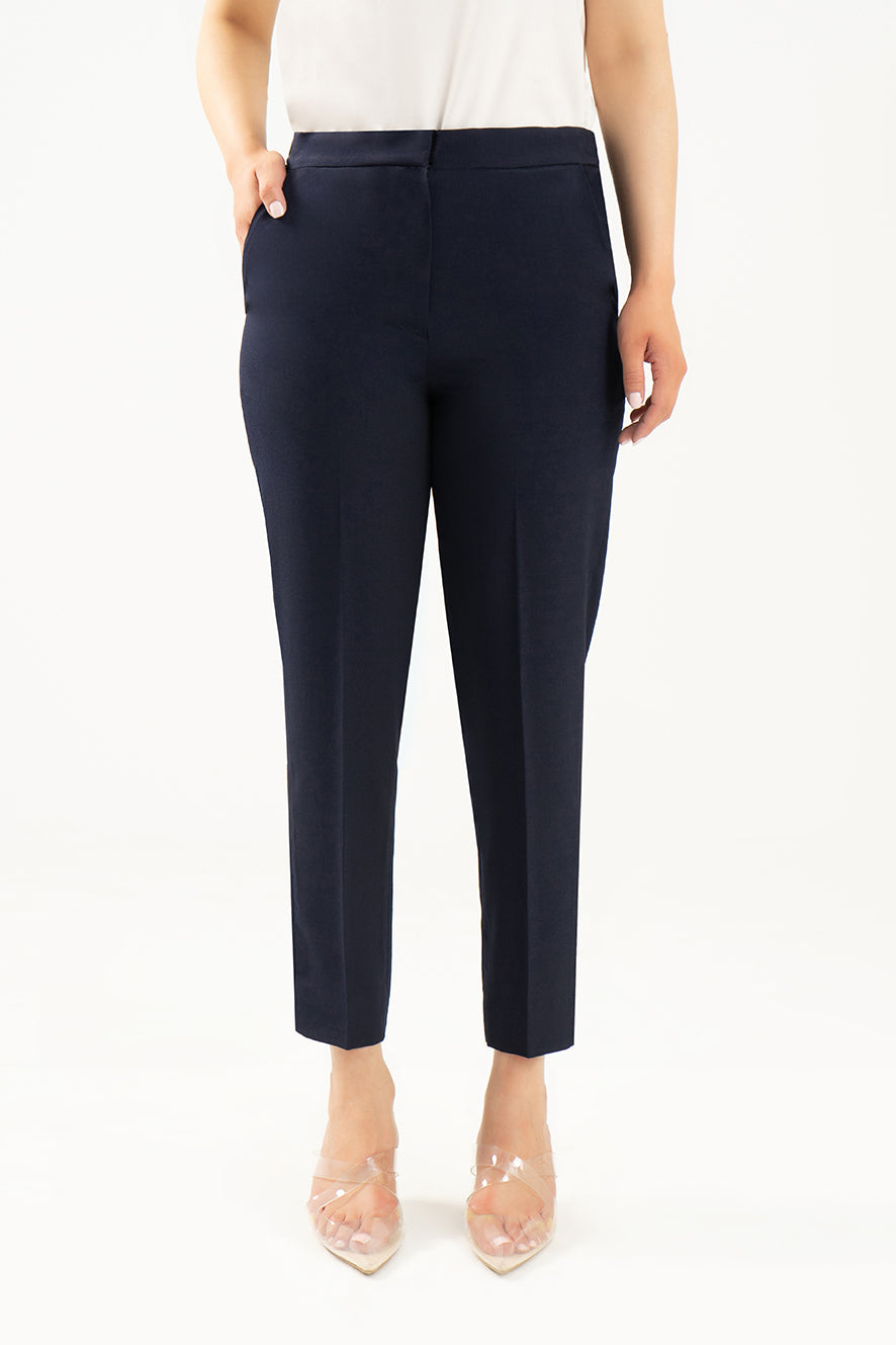 Tapered Flexi Waist Pants - Navy